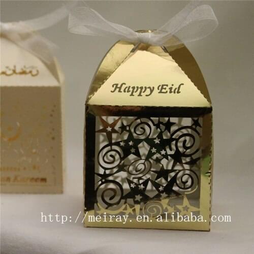 DHL free shipping only to USA! "Stars" Happy Eid candy box Eid decorations laser cut Happy Eid products best Eid gifts