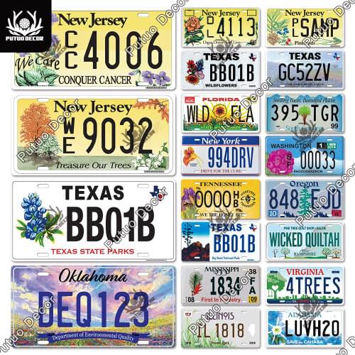 Putuo Decor Plant Licenses Plate Tin Sign Car Number Plaque Metal Sign Decorative Plate for Garden Farm Living Room Wall Decor