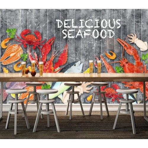 Decorative wallpaper Lobster seafood vegetable background wall painting
