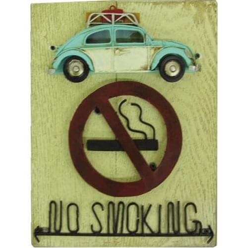 Decorative Signboard Non-Smoking Nostalgic Car Figured-Cafe,Restaurant, Hotel-Wall Lettering-Gift, trinket, Vintage, Quality Metal
