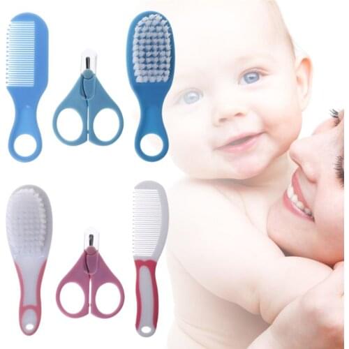 Baby Grooming Brush Comb Scissors Professional Newborn Kids Nursing Care Nail Cutter Clippers Safe Portable Hair Massage Supplie