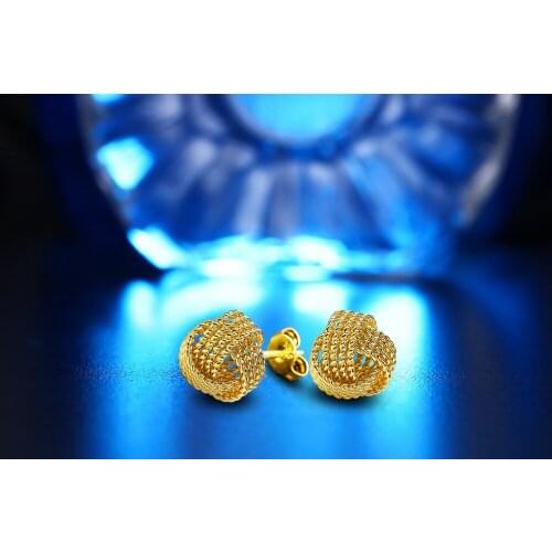 DH-E013 wholesale Gold color 10MM mesh knot Stud earrings,fashion women earrings jewelry silver color
