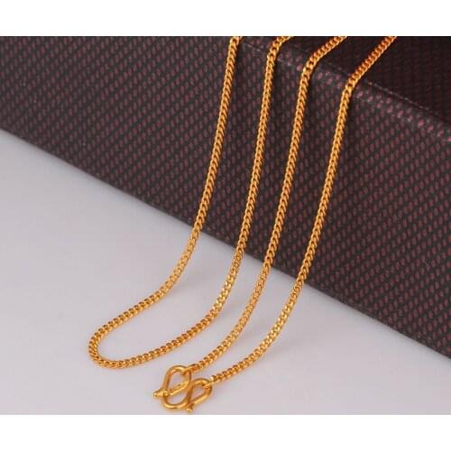 Fine Pure 999 24K Yellow Gold Chain Women Curb Link Solid Necklace 18inch