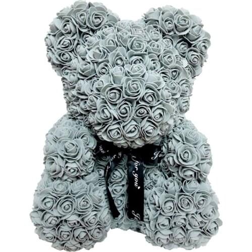 23cm/40cm Artificial Flowers Rose Bear Multicolor Plastic Foam Rose Flower Teddy Bear Valentines Day Gift Birthday Party