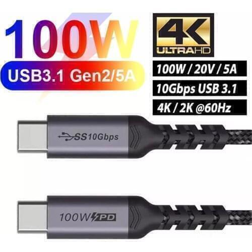 USB C to Type C Cable For Macbook Pro 5A PD 100W USB 3.1 Gen 2 Fast USB-C Cable For Samsung S10 Note20 PD 3.0 QC 4.0 Cord