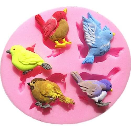 Little Bird Sparrow Liquid Silicone Mold Fondant Cake Christmas Day Decoration Mold Cake Chocolate DIY Baking Tool