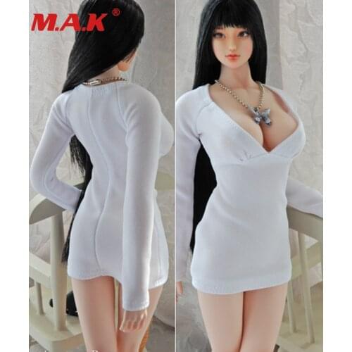 1/6 scale female girl woman sexy white dress model for 12 inches PH UD large breast boobs body figure