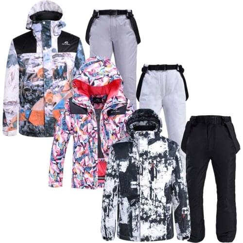 -30 New Men and Women Snow Wear Waterproof Windproof Suit Sets Snowboard Clothing Outdoor Costumes Winter Jackets + Ski Pants