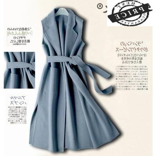 Fashion Double-side 2021 Cashmere Womens Vest Long 100% Wool Coat Female Waistcoat for Women Colete Feminino FS-MJ01
