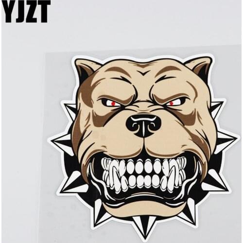 YJZT 14.1CMX13.9CM Interesting Fierce Bulldog Teeth Decal Car Sticker 13B-0110