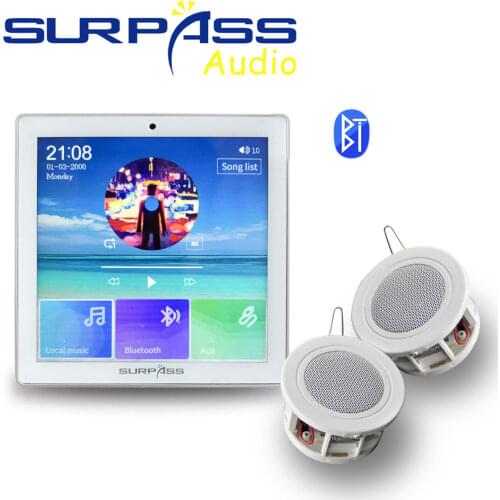 Mini Wall Amplifier Bluetooth Smart Home Stereo Audio System 2channel Touch Screen Amp 4inch Background Music Sound AUX FM radio