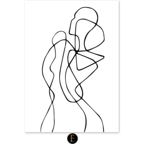 Nordic minimalist line woman decorative painting core canvas painting hanging painting living room decoration oil painting