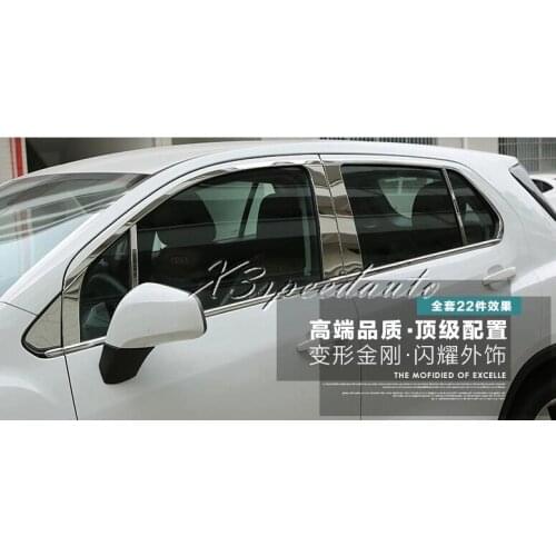 Brand New Chromed 22PCS Full Window Frame Trim Cover For Chevrolet Chevy TRAX 2014-2016