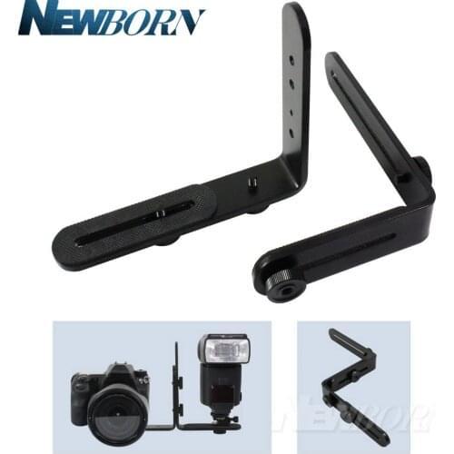 New L Type 1/4" Screw Shaped Photography Light Bracket Tripod Camera LED Flash Holder For SLR Camera Double L Bracket