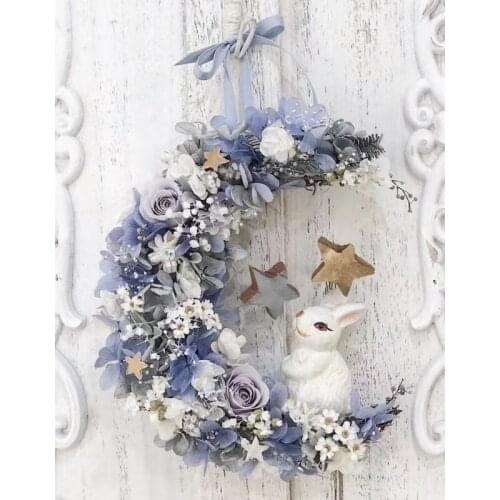 Easter Moon Wreath Wooden Handmade Easter DIY Decoration Materials Easter Natural Dry Branches Rattan Wreath Decoration EA01