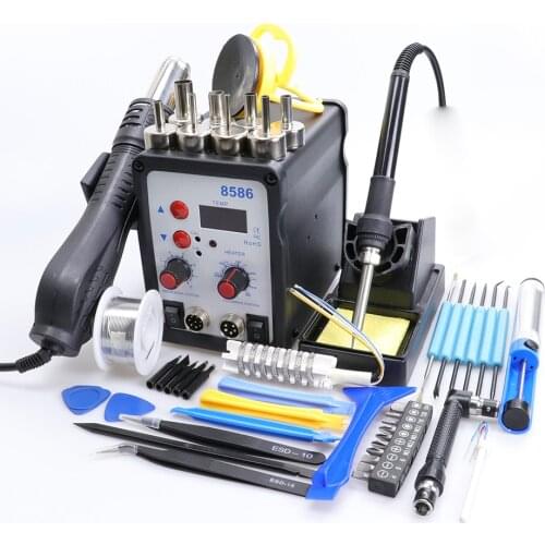 8586 SMD BGA Rework Solder Station Hot Air Blower Heat Gun Intelligent Detection And Cool Air Welding Soldering Iron Repair Tool