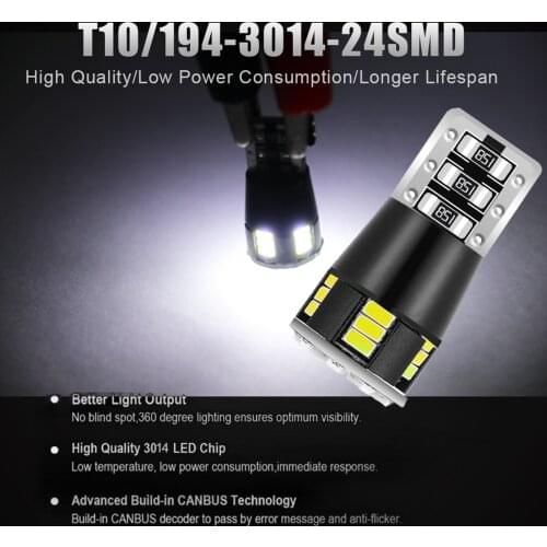 23PCS T10 12V 250LM 6000K License Plate Lights Universal Led 3014 Car Interior Bulb Lamp Map Footwell Cargo Truck Car Light