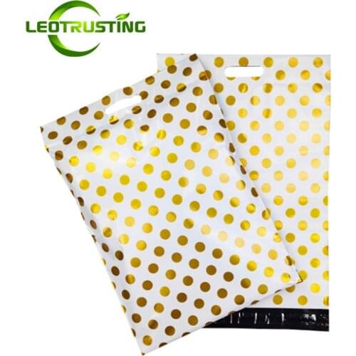 Gold Dots Poly Mailer Adhesive Envelopes Bag Golden Courier Anime Dress Clothes Christmas Gifts Boxes Portable Packaging Pouches