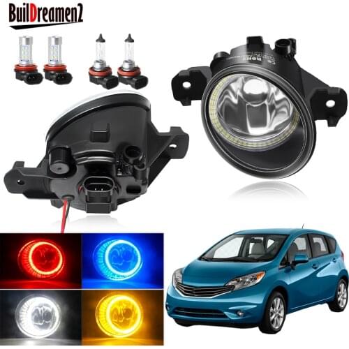Angel Eye Fog Light Assembly For Nissan Versa Note 2014-2016 Car Front Bumper Fog Lamp With Halo Ring Daytime Running Light 12V