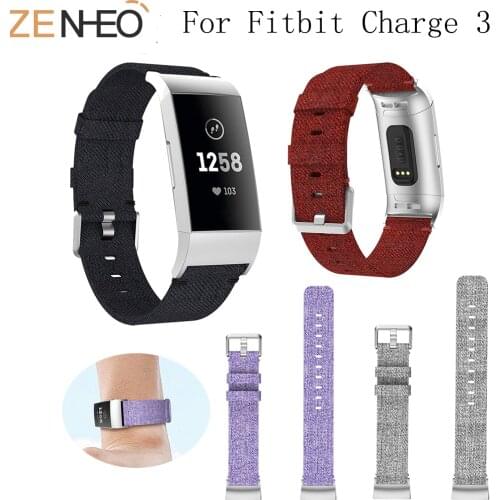 Woven Canvas Fabric Watchband Wrist Band Strap for Fitbit Charge 3 Smart Bracelet Strap fashion Sport Replacement Wristband