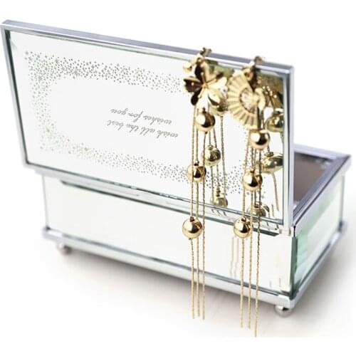 Luxury Glass mirror PVC music box Movement jewelry store decoration romantic Valentines Day Birthday Gift For girlfriend