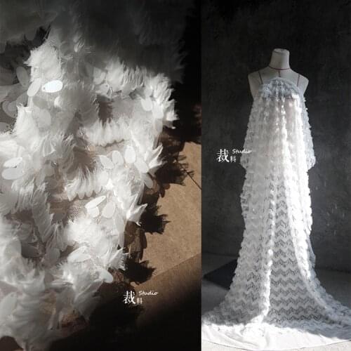 Mesh embroidery sequins fabric,perspective designer cloth lace fabric Wedding Dress Tulle Material fabrics for patchwork