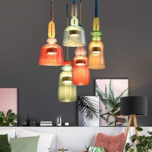 Nordic Macaron LED Glass Pendant Lights for Bedroom Living Room LOFT Modern Pendant Lamp Lighting Cafe Bar Kitchen Hanging Lamp