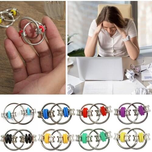 Decompression Bike Chain Fidget Hand Spinner Finger Sensory Toys Metal Puzzle Vent Keychain Key Ring Anti Stress Toys