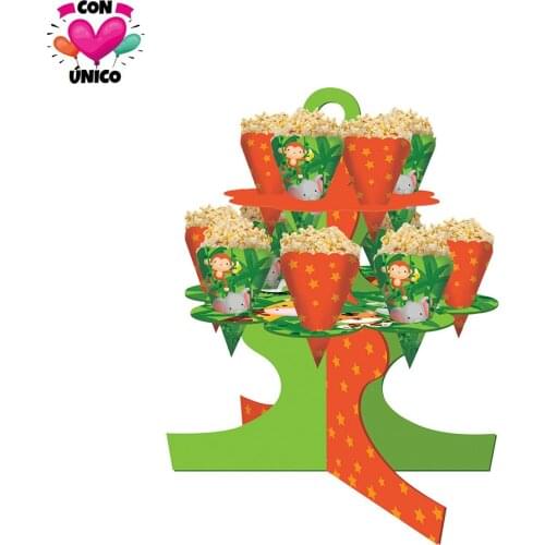 Conunico Animal Jungle Theme Party Decoration Birthday Jungle Safari Kids Party Supplies Cupcake Stand 2 Tier + Paper Bag JA5031