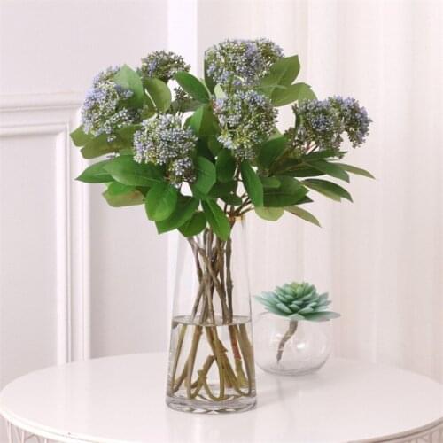 7Pcs Plastic Fake Plants Coral Fruit Eucalyptus Leaf Branch for Garden Home Accessories Flower Arrangement Wedding Decoration