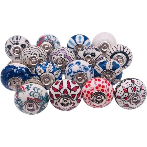 1PC Vintage Ceramic Door Knob Shabby Wardrobe Cabinet Drawer Pull Kitchen Cabinet Handle Retro colorful Ceramic Cupboard Handle