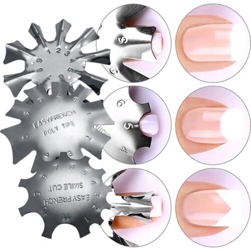 1/3PCS Easy French Tip Line Edge Cutter Stencil Trimmer Tool Smile Shape Clipper Multi-size Styling Forms Nail Art Tools TSLM1
