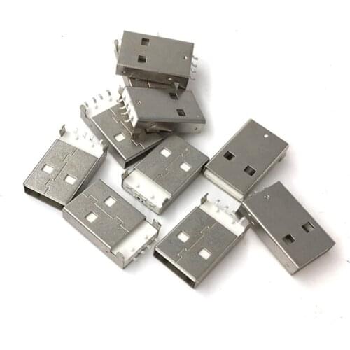 10pcs USB 2.0 4Pin A Type Male Plug White Connector SMD for Data Transmission Charging