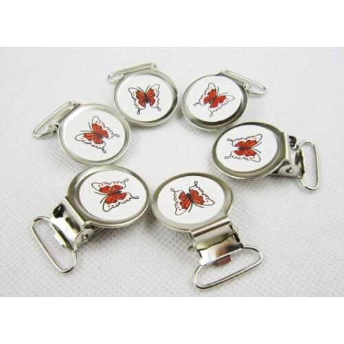 20mm(2.0cm) Metal Suspender Paci Pacifier Clips Ribbon Craft Sewing Tool 50pcs / lot butterfly 2015 NEW garment accessories