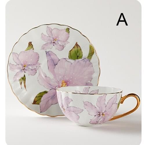 200 ML Europe Style Ceramic Bone China Coffee Set Cup and Saucer Spoon Kit Hand Painted Cuckoo Pattern CoffeeTea Mug