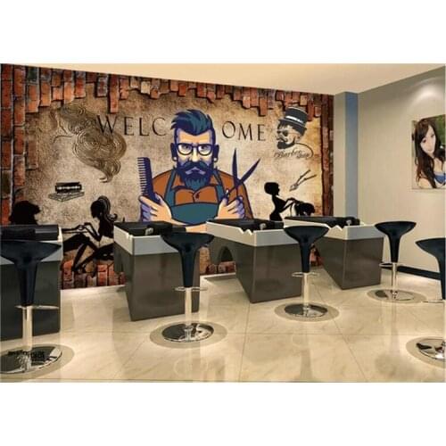 Custom 3d wallpaper mural brick wall hair salon hairdressing salon beauty salon background wall paper papel de parede