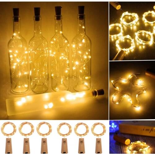 6Pcs/Lot Bottle Lights Cork Wine 2M 20LED DIY LED Fairy Strings Strip For Garland Party Wedding Christmas Halloween Bar Decor