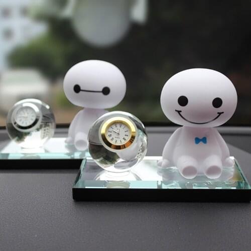 Car Ornaments Creative Baymax With Quartz Clock Decoration Automobile Internal Cartoon Big Hero Digital Clock Decor Accessories