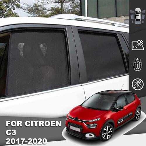 Magnetic Car Sunshade Front Windshield Door Mesh Frame Curtain For CITROEN C3 2004-2021 Vehicle Foldable Side Window Sun Shade