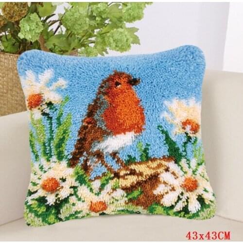 DIY Latch Hook Rug Carpet Embroidery Pillow Cartoon Butterfly Natural Scenery Smyrna Foamiran for Needlework Button Package