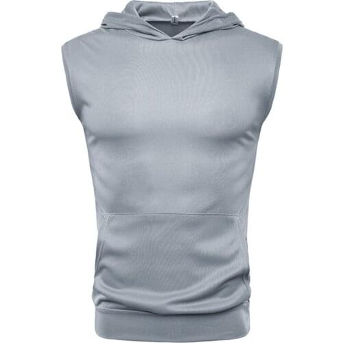 Men vest Tank Top Men Sleeveless Shirts Hooded Solid Color Pocket Pullovers Plus Size Mens Sweatpants Shirt Tank Top Men