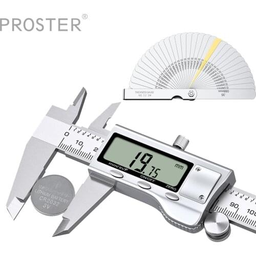 Proster 0.01mm Resolution Electronic Digital Vernier Caliper Straight Feeler Gauge for Length Width Depth Inner Outer Diameter