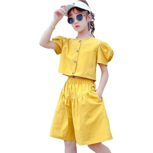 Girls Clothes Solid Tshirt + Short Clothes For Girls Casual Style Outfits For Girls Summer Childrens Clothing 6 8 10 12 14