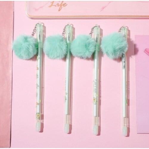 36 pcs/lot Kawaii Avocado Hairball pendant Gel Pen Cute 0.5 mm black Ink Signature Pens Promotional Gift School Supplies