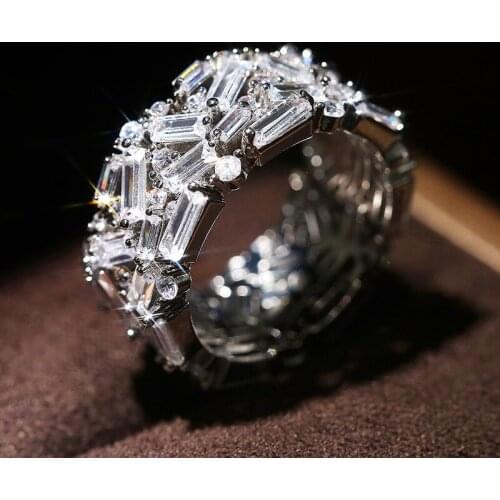 Delicate Charm Female Irregular Zircon Ring Vintage Big CZ Stone 925 Silver Ring Promise Wedding Engagement Rings for Women