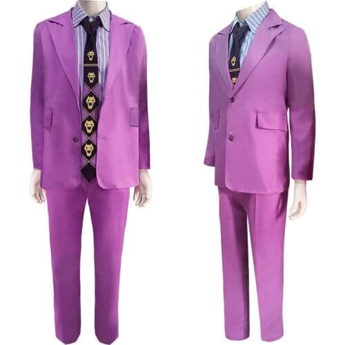 Jojos Bizarre Adventure Cos Purple Immortal Diamond Kawajiri Yoshikage Kira Yoshikage Cosplay Costume Halloween Dress Up