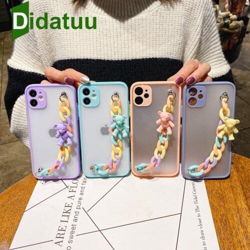 Matt Transparent 3D Cartoons Macaron Bear Bracelet soft Phone Case for samsung S6 S7 Edge S8 S9 Plus S10 A10 A20 Note 5 S20 S30