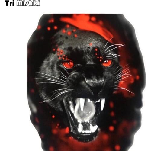 Tri Mishki WCS887 Black panther Burning in eye car sticker PVC coloful Decals Motorcycle Accessories sticker