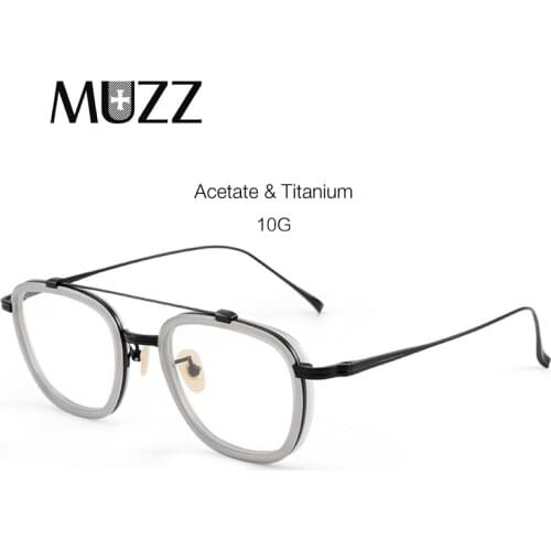 Men IP Titanium & Acetate Glasses Frame Women Square Myopia Optical Prescription Eyeglasses Frame Tony Stark Ultralight Eyewear