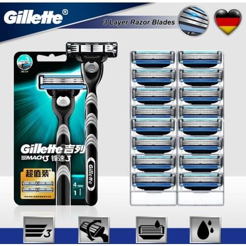 Original Gillette Mach 3 Straight Shaving Razor Handle With 3 Layers Face Care Shaving Blades Cassette Razor Blade For Men New